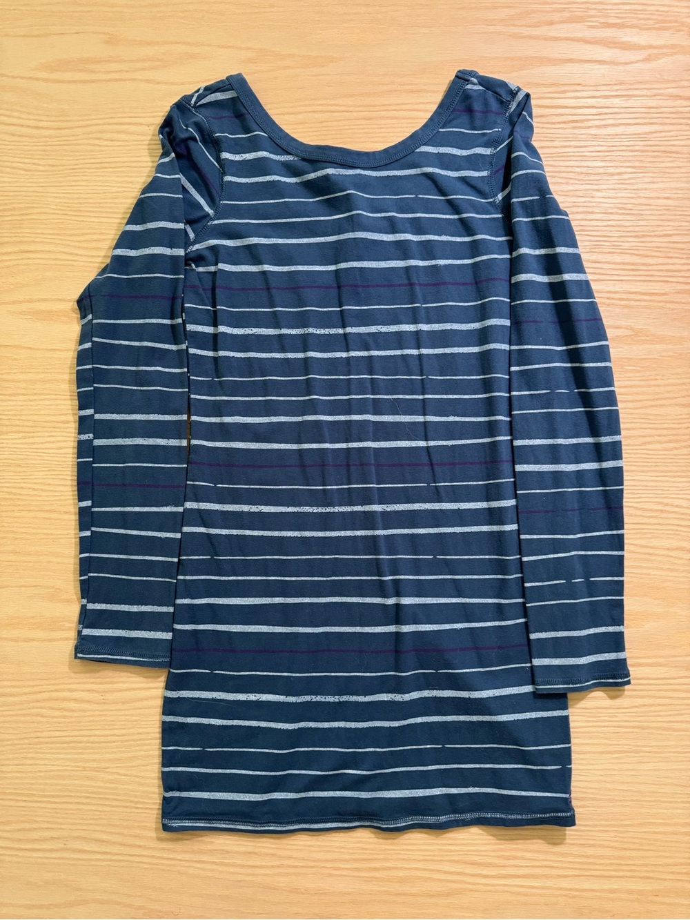 Billabong Navy and Light Gray Striped Long-Sleeve Dress